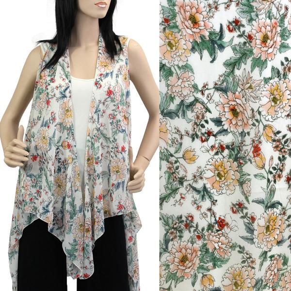 wholesale 2144 - Chiffon Scarf Vests (Style 2)  #8521 White - 