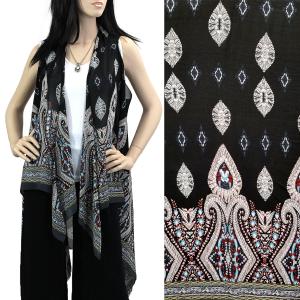 2144 - Chiffon Scarf Vests (Style 2)  #0100 Black Paisley MB - One Size Fits All