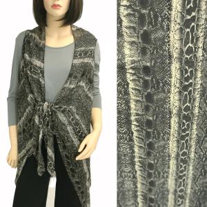 2144 - Chiffon Scarf Vests (Style 2)  #9659 Python Print - Black - One Size Fits All