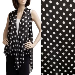 2144 - Chiffon Scarf Vests (Style 2)  #1C40 Polka Dot Black-White MB - One Size Fits All