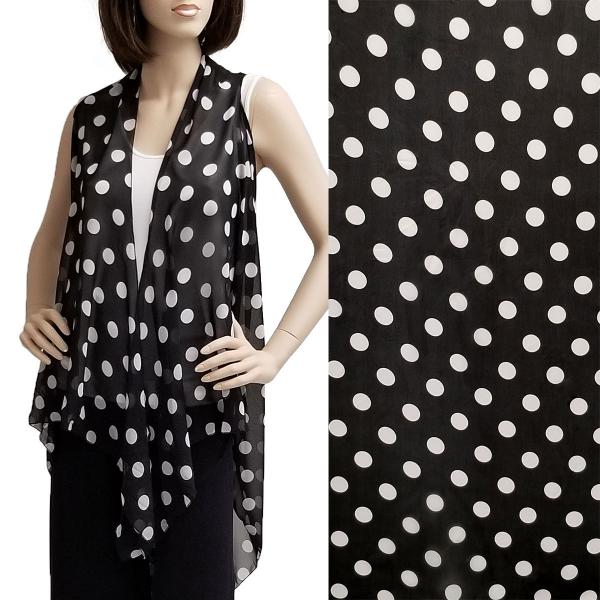 Wholesale 2144 - Chiffon Scarf Vests (Style 2)  #1C40 Polka Dot Black-White MB - One Size Fits All