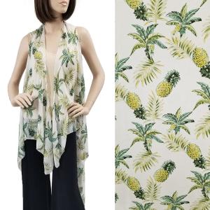 2144 - Chiffon Scarf Vests (Style 2)  #1C38 Pineapple Print - One Size Fits All