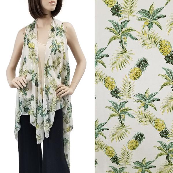 wholesale 2144 - Chiffon Scarf Vests (Style 2)  #1C38 Pineapple Print - 