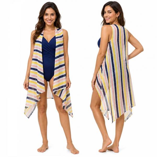 wholesale 2144 - Chiffon Scarf Vests (Style 2)  #0060 Yellow - One Size Fits All