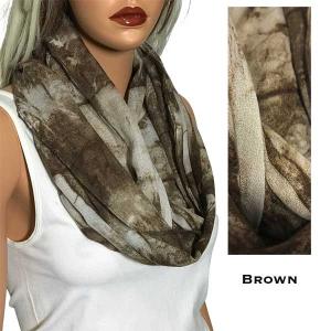 1096 - Tie Dye Earthy Infinity Scarves Brown - 