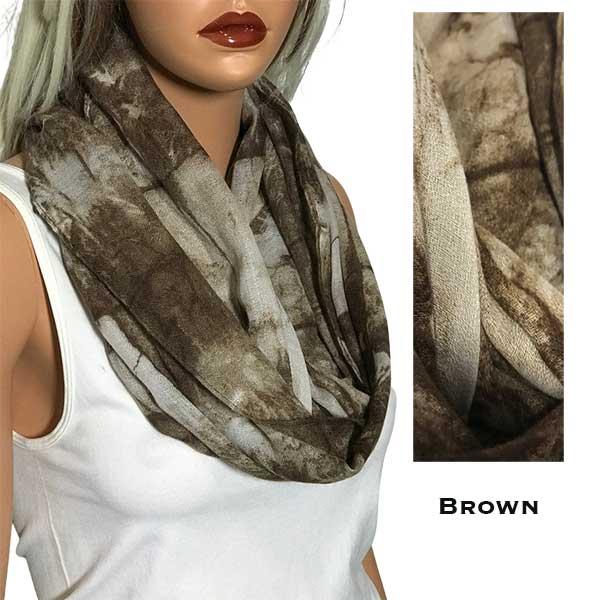 wholesale 1096 - Tie Dye Earthy Infinity Scarves Brown - 
