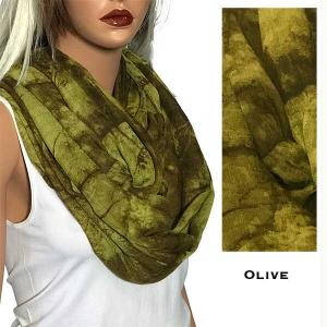 1096 - Tie Dye Earthy Infinity Scarves Olive - 