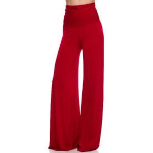Wholesale Palazzo Pants Solid Red - L