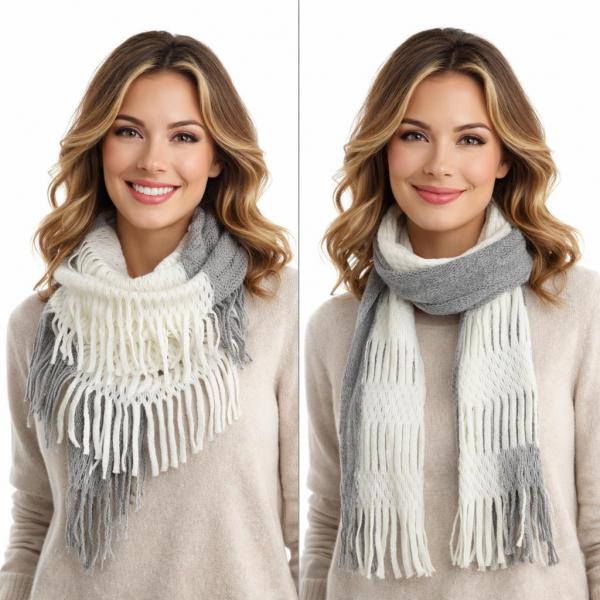 wholesale 2251 - Two Ways to Wear Knit Tube Ivory-Grey - 