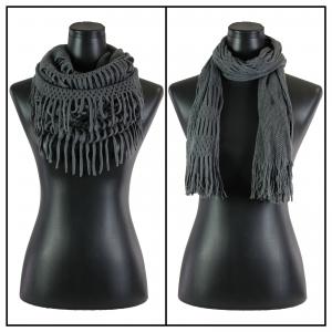 C Oblong Scarves - Two Way Knit Tube* Charcoal - 