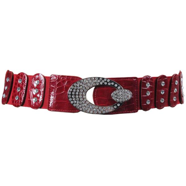 wholesale 2276 Fashion Stretch Belts J4010 - Red  - ONE SIZE FITS (S-L)