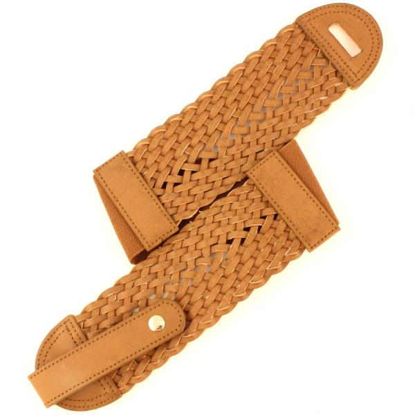 wholesale 2276 Fashion Stretch Belts J4107 - Mocha - ONE SIZE FITS (S-L)