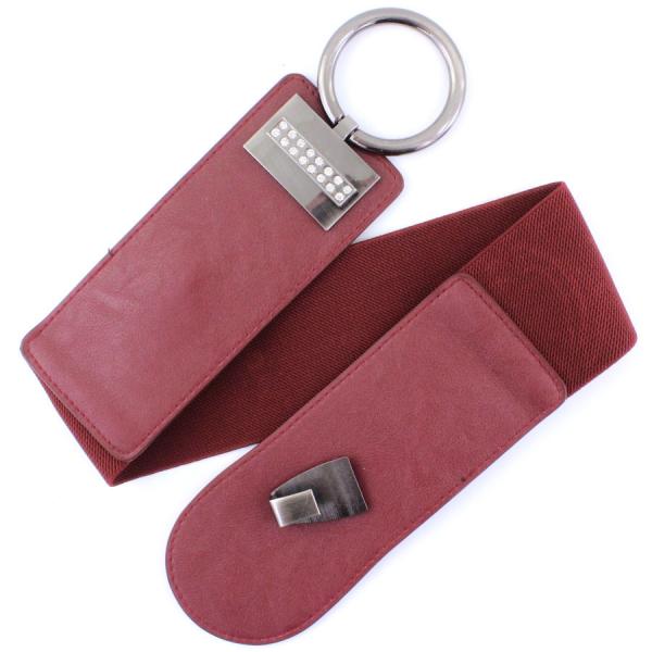 wholesale Fashion Stretch Belts 2276 N1171 - Cranberry - ONE SIZE FITS (S-L)