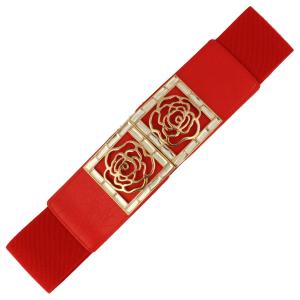 2276 Fashion Stretch Belts S0112 - Red - One Size Fits (S-L)