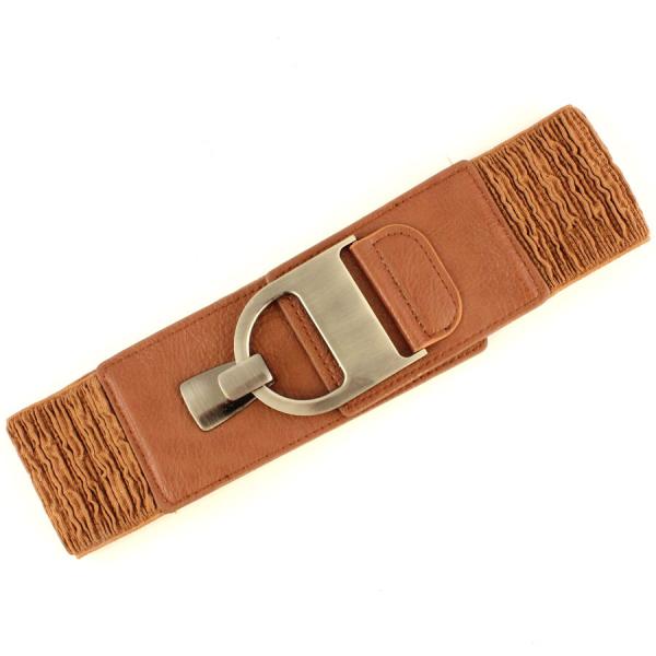wholesale Fashion Stretch Belts 2276 W8234 - Camel - ONE SIZE FITS (S-L)