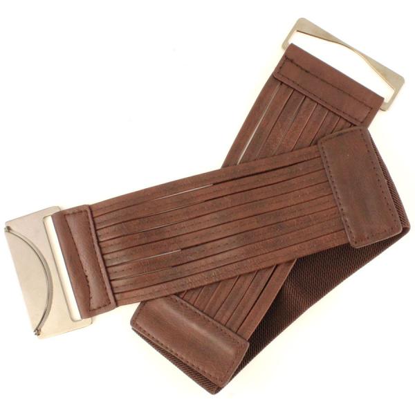 wholesale 2276 Fashion Stretch Belts W8237 - Brown - ONE SIZE FITS (S-L)