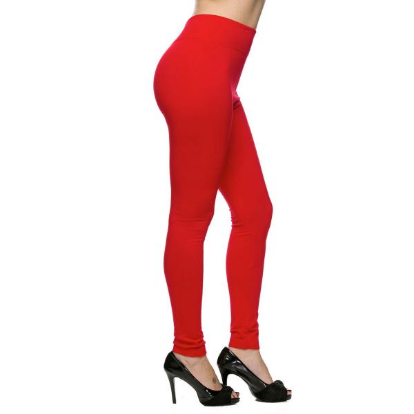 Wholesale 2278 - Fleece and Fur Lined Leggings Solid Red - Fleece Lined Leggings 900 - One Size Fits All