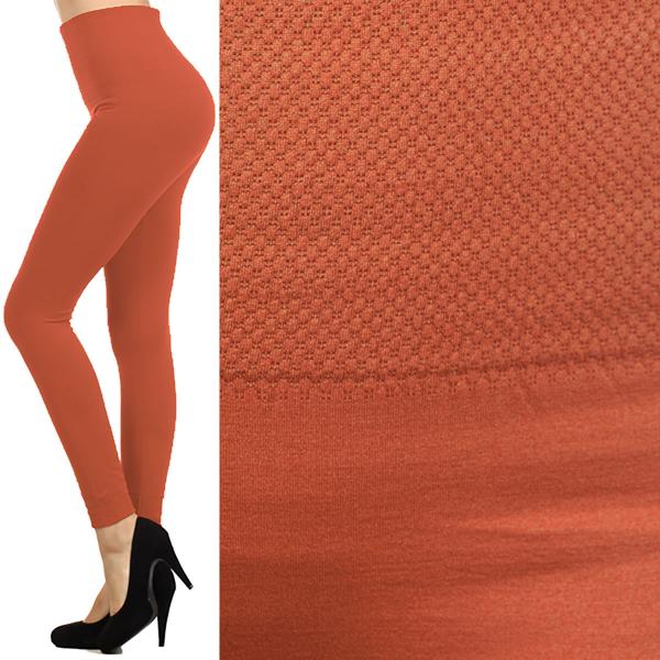 Wholesale 2278 - Fleece and Fur Lined Leggings High Waisted Textured - Solid Rust - One Size Fits All