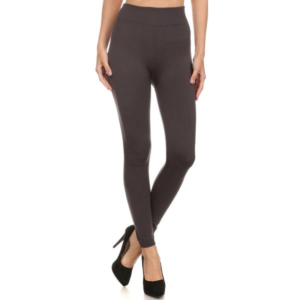 Wholesale 2278 - Fleece and Fur Lined Leggings Solid Charcoal PLUS SIZE- Fleece Lined Leggings 9000  - Plus Size (XL-2X)