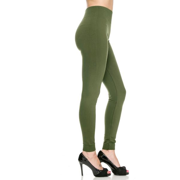 Wholesale 2278 - Fleece and Fur Lined Leggings Solid Olive PLUS SIZE - Fleece Lined Leggings 9000  - Plus Size (XL-2X)