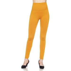 2278 - Fleece and Fur Lined Leggings Solid Mustard High Waisted - Fleece Lined Leggings WSJ5 - One Size Fits All