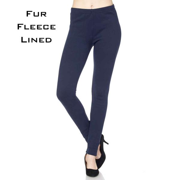 Wholesale 2278 - Fleece and Fur Lined Leggings Microfiber with Fur Fleece Lining Navy - S-M
