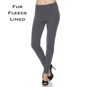 2278 - Fleece and Fur Lined Leggings Microfiber with Fur Fleece Lining Charcoal  - L-XL