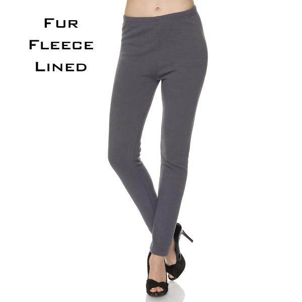 Wholesale 2278 - Fleece and Fur Lined Leggings Microfiber with Fur Fleece Lining Charcoal  - L-XL
