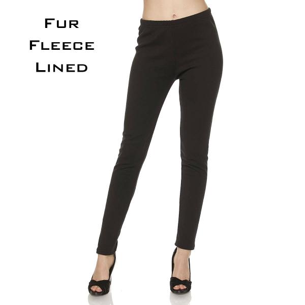 Wholesale 2278 - Fleece and Fur Lined Leggings Microfiber with Fur Fleece Lining Black - L-XL