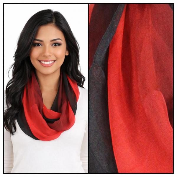 Wholesale 1909/T - Silky Dress Scarves  TC02<br>Tri-Color - Black-Maroon-Red - 22
