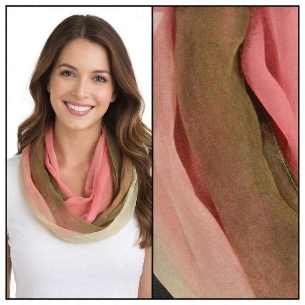 Wholesale 1799/T - Silky Six Button Ponchos TC04<br>Tri-Color - Brown-Coral-Tan (MB) - 22