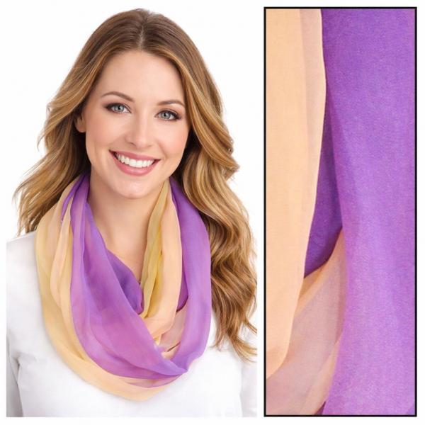 Wholesale 1799/T - Silky Six Button Ponchos TC08<br>Tri-Color - Purple-Peach-Gold (MB) - 22