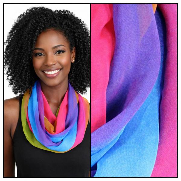 Wholesale 2282/T - Silky Dress Infinities Tri-Color - Turquoise-Purple-Magenta  - 22