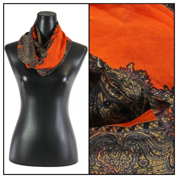 Wholesale 2282/T - Silky Dress Infinities Paisley Border - Orange (MB) - 22