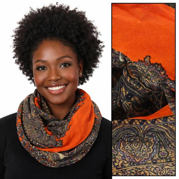 Wholesale 2282/T - Silky Dress Infinities Paisley Border - Orange (MB) - 22