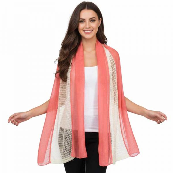 wholesale 4135 - Center Lace Shawls Coral - 