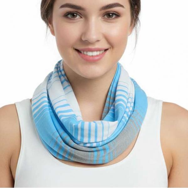 wholesale 8298 Infinity Scarves - Color Stripe Jersey Blue (MB) - 