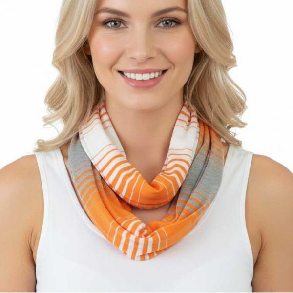 wholesale 8298 Infinity Scarves - Color Stripe Jersey Orange (MB) - 