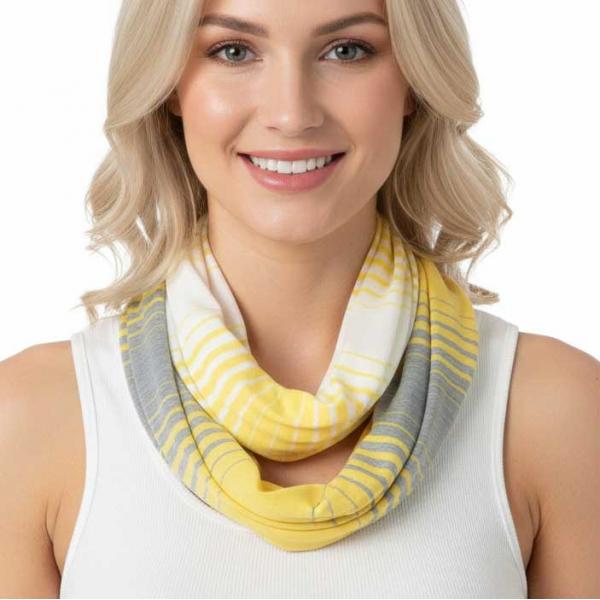 wholesale 8298 Infinity Scarves - Color Stripe Jersey Yellow - 