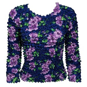 231 - Gourmet Popcorn - Long Sleeve Navy with Purple Flowers - One Size Fits Most