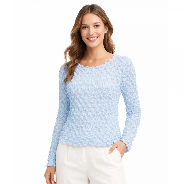 wholesale 231 - Popcorn Style - Long Sleeve Baby Blue - One Size Fits Most