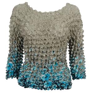 231 - Gourmet Popcorn - Long Sleeve Turquoise Floral on Champagne - One Size Fits Most