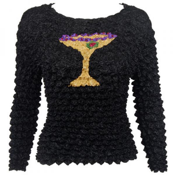 Wholesale Gourmet Popcorn - Long Sleeve Applique - Martini Glass - One Size Fits Most