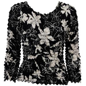 231 - Gourmet Popcorn - Long Sleeve Floral - White on Black - One Size Fits Most
