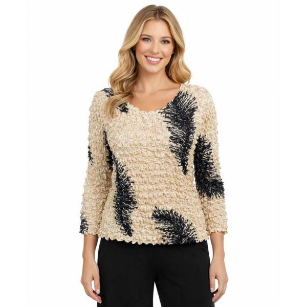 wholesale 231 - Popcorn Style - Long Sleeve Palm Leaf Black on Tan - One Size Fits Most
