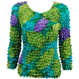 231 - Gourmet Popcorn - Long Sleeve Leaves Green-Violet-Teal - One Size Fits Most