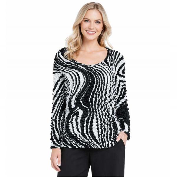wholesale 231 - Popcorn Style - Long Sleeve Swirl Black-White - One Size Fits Most