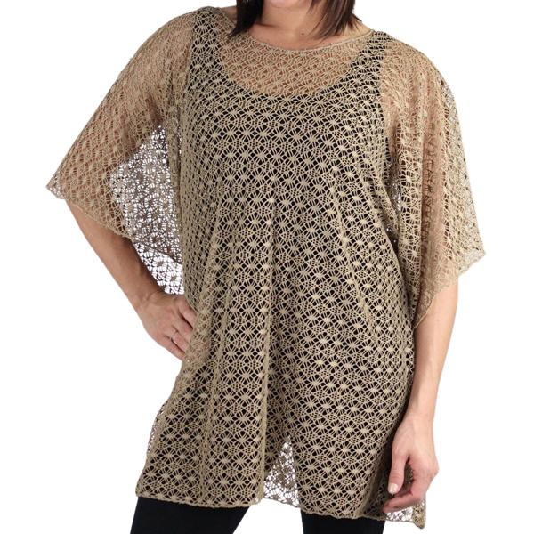 Wholesale 1109 - Lace Knit Poncho 1109 - Brown<br> 
Lace Knit Poncho - 