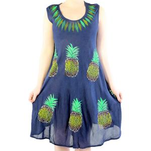 Wholesale  11716 Navy Pineapples Summer Calf Length Dress - 