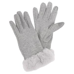 2390 - Touch Screen Smart Gloves 3531-GE<br> Grey Fur Cuff - One Size Fits Most